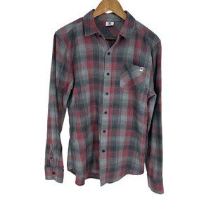 DC Shoes Plaid Button Up Long Sleeve Cotton Blend Casual Shirt Men's Size M